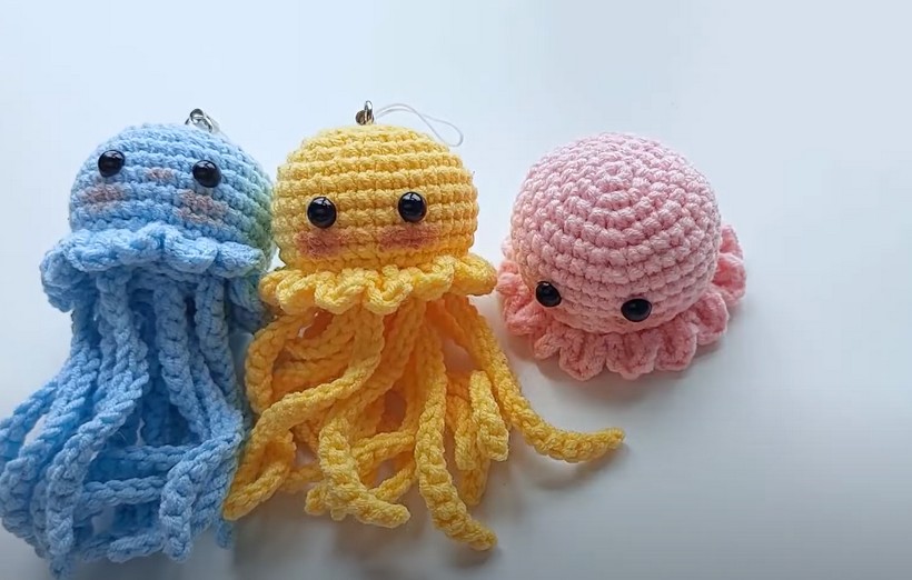 Crochet Amigurumi Octopus And Jellyfish Keychain