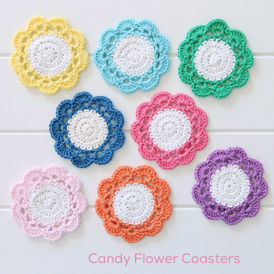 Crochet Candy Flower Coaster