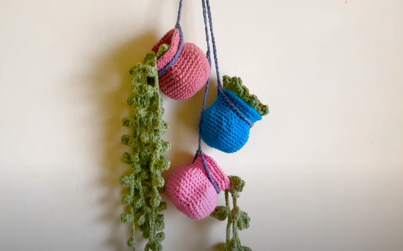 Crochet Dangling Pots Plant Holders