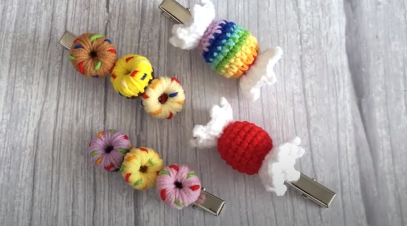 Crochet Donuts And Candy Hair Pins