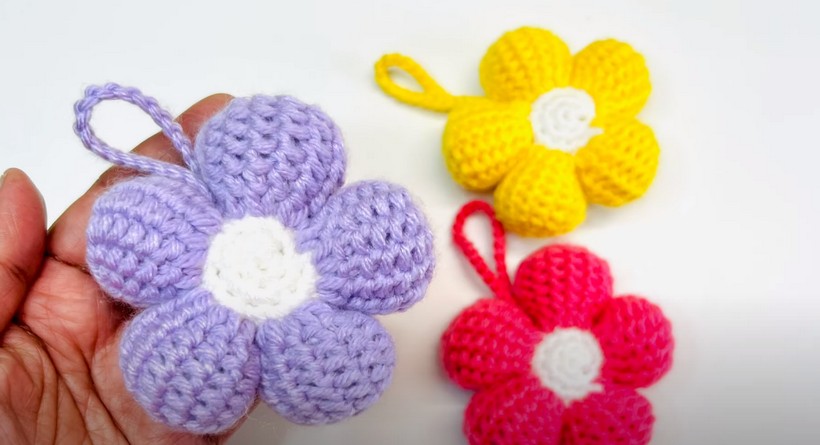 Crochet Flower Keychains
