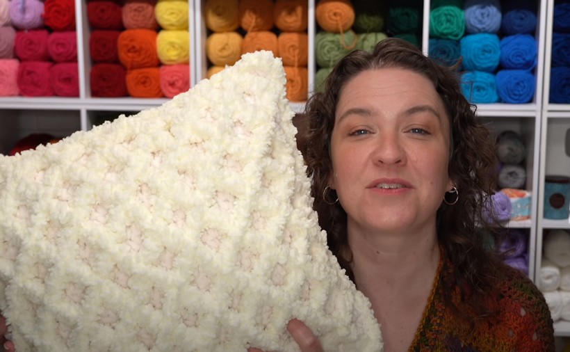 Crochet Fluffy Diamond Pillow