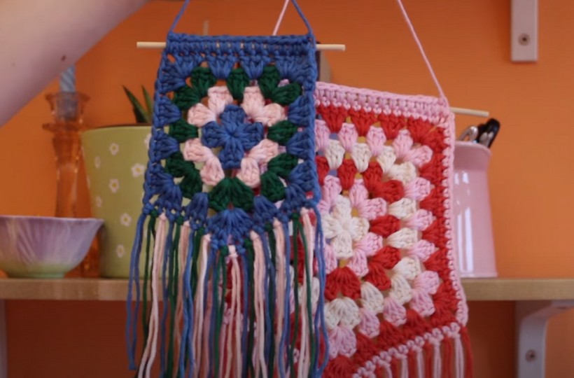 Crochet Granny Square Wall Hanging