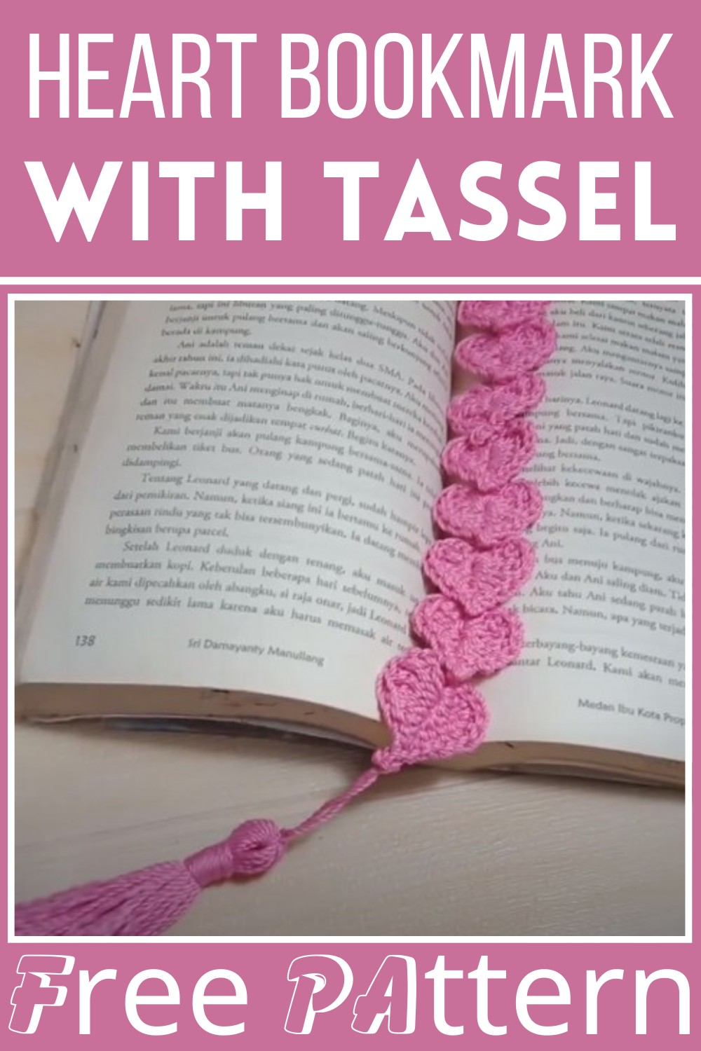 Crochet Heart Bookmark With Tassel