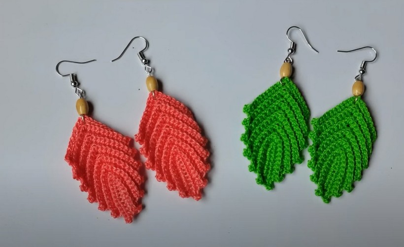 Crochet Leaf Earrings