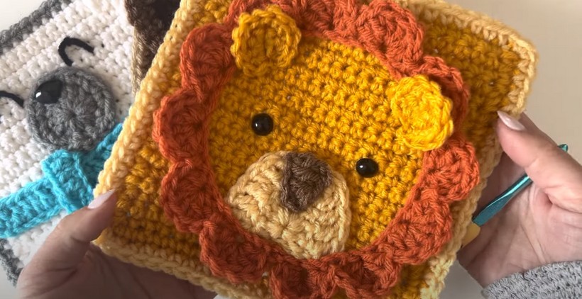 Crochet Lion Square