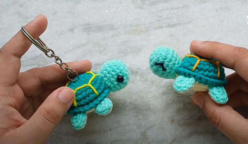 Crochet Mini Turtle Amigurumi Keychain