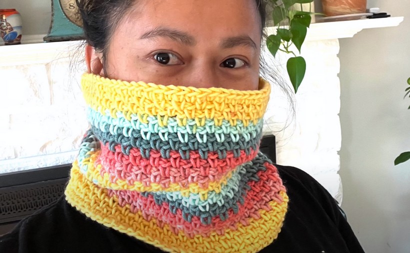 Crochet Moss Stitch Cowl