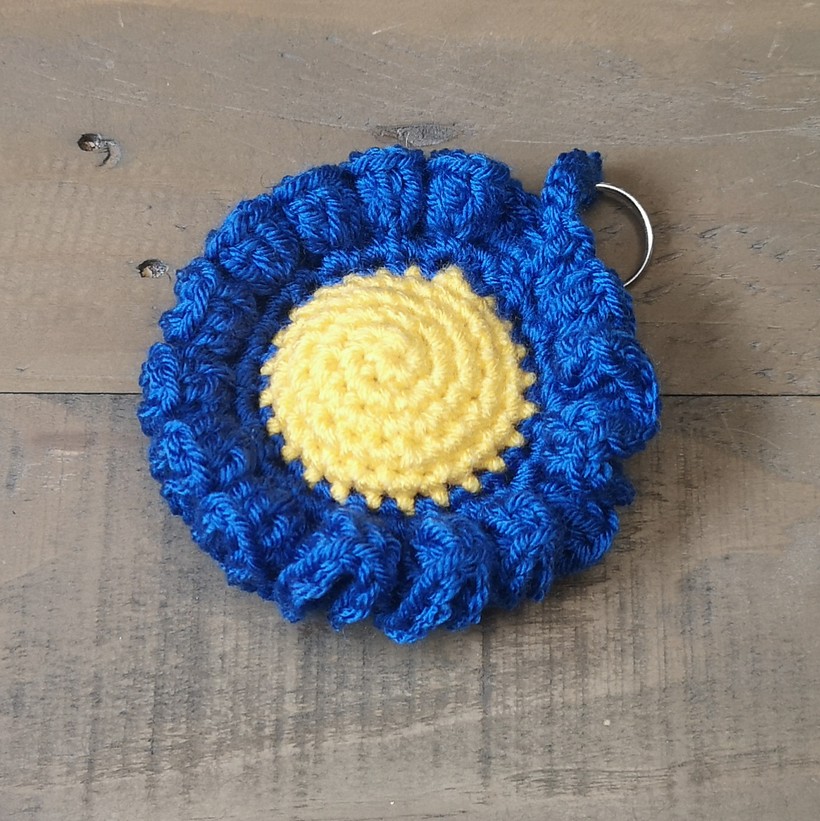 Crochet Simple 3d Flower Keyring Pattern