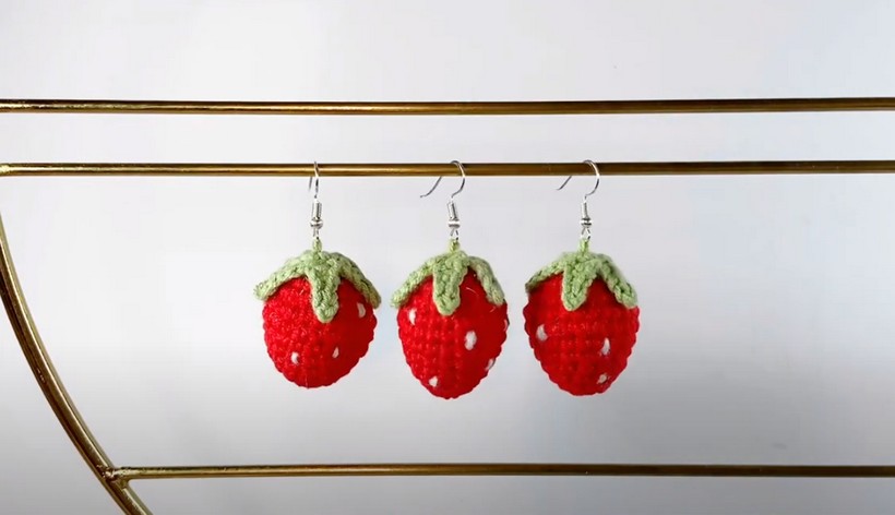 Crochet Strawberry Earrings
