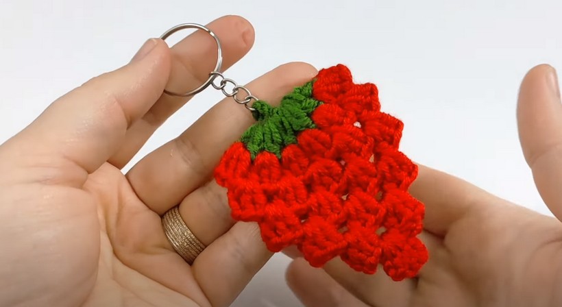 Crochet Strawberry Keychain Pattern Free