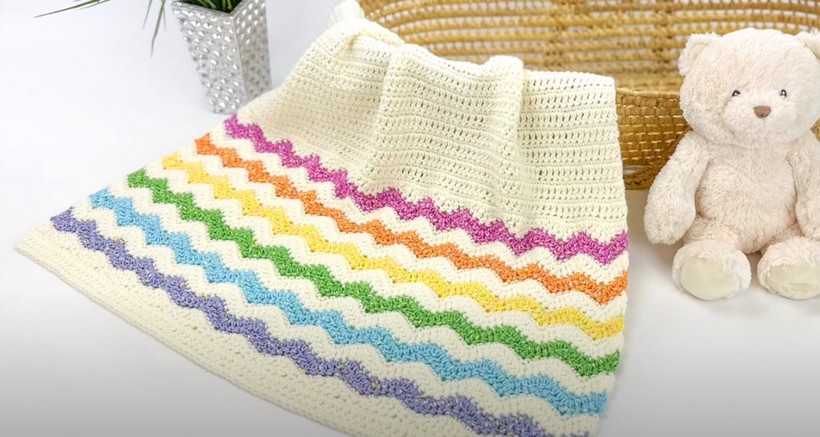 Easy Rainbow Crochet Blanket