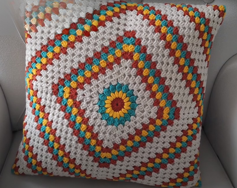 Granny Square Crochet Cushion Pattern