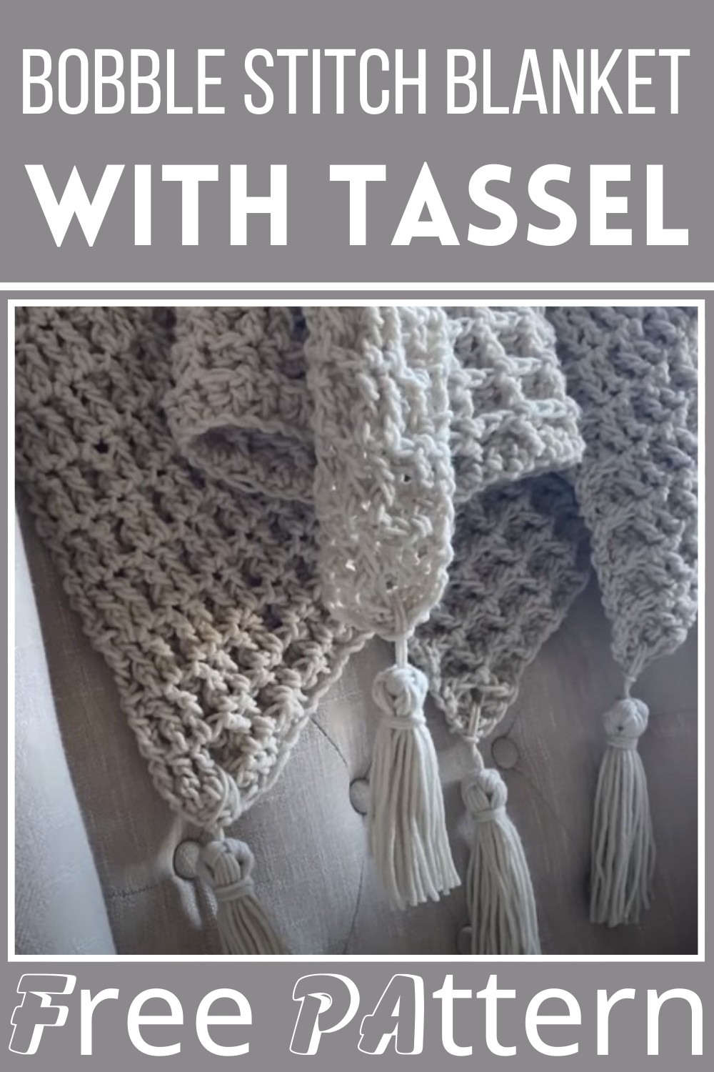 Simple Crochet Bobble Stitch Blanket With Tassels