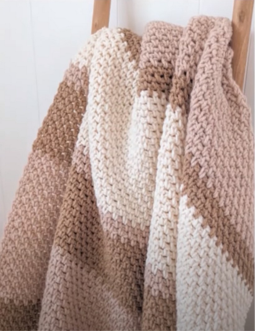 Super Cozy Crochet Striped Blanket