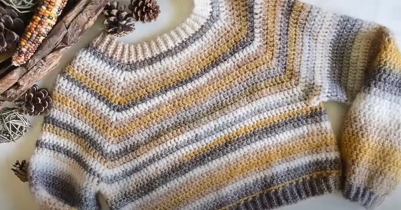 Top Down Raglan Crochet Sweater