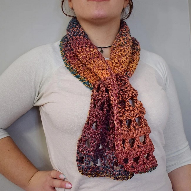 Crochet Brushstrokes Keyhole Scarf Pattern