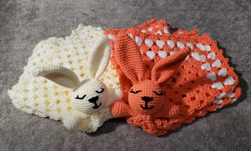 Crochet Bunny Lovey Blanket For Babies