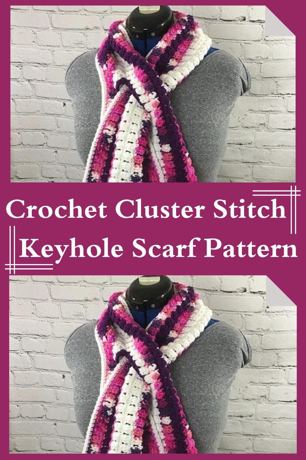 Crochet Cluster Stitch Keyhole Scarf Pattern