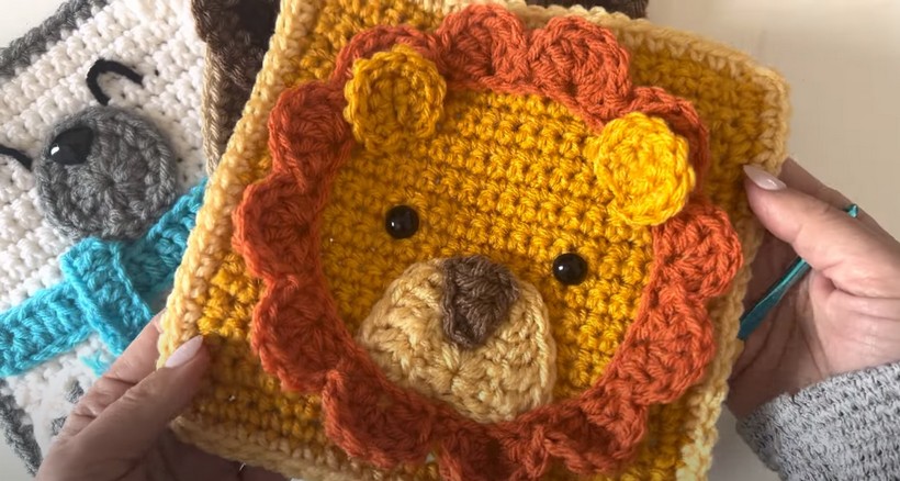 Crochet Lion Square