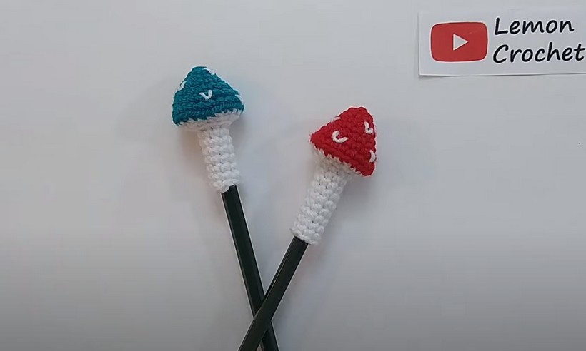 Crochet Mushroom Pencil Topper