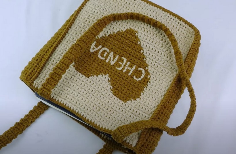 Crochet Powerpuff Heart Tote Bag