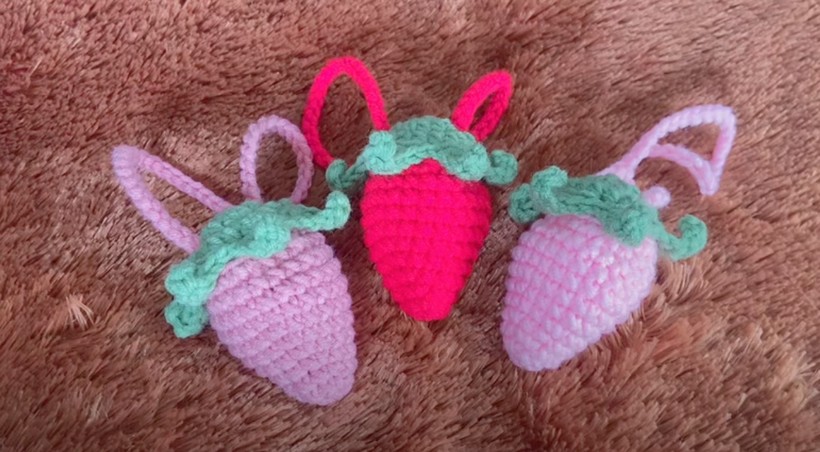 Crochet Strawberry Bag Charm