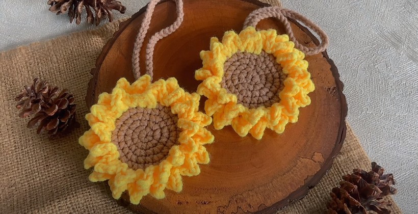 Crochet Sunflower Bag Charm