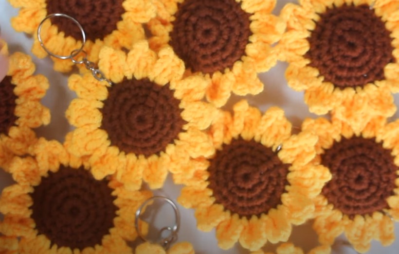 Crochet Sunflower Keychain