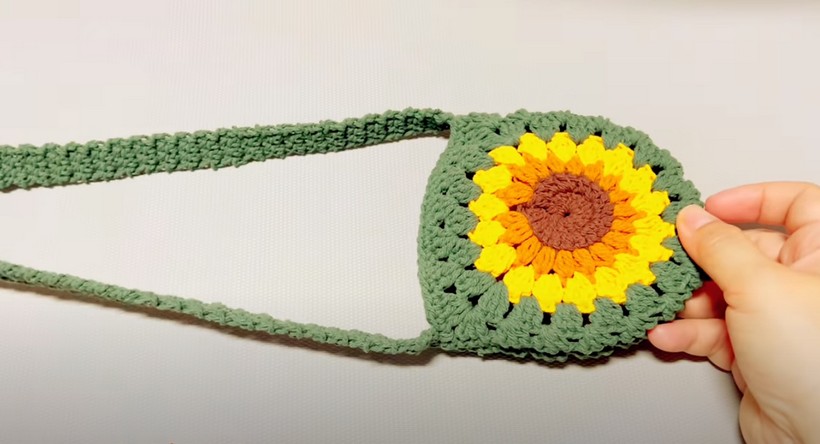 Crochet Sunflower Mini Crossbody Bag