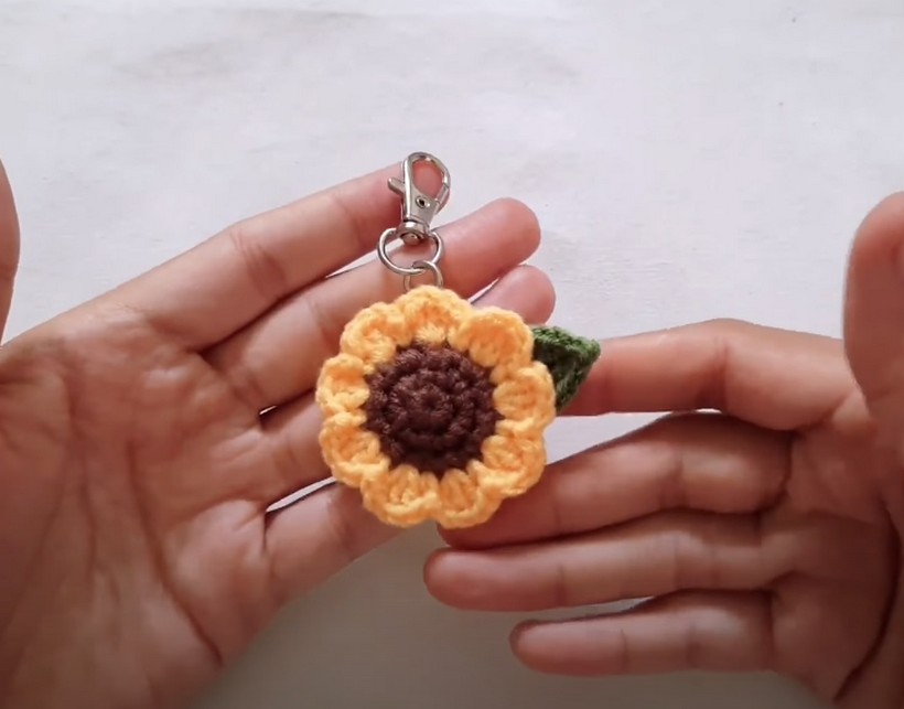 Crochet Sunflower Mini Keychain