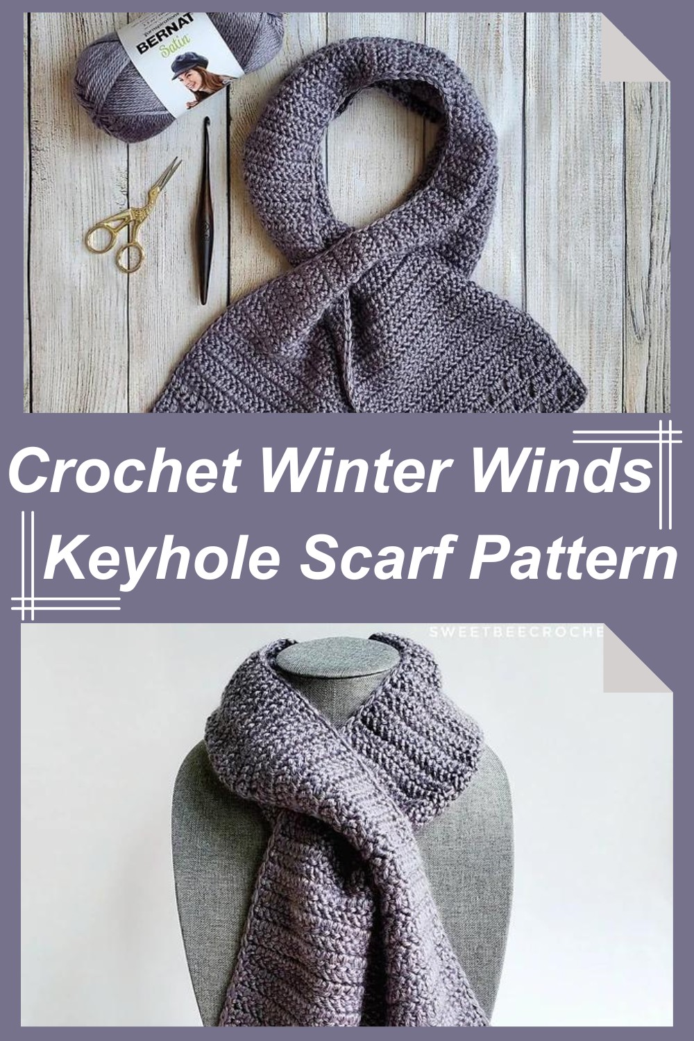 Crochet Winter Winds Keyhole Scarf Pattern