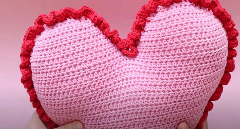Easy Crochet Heart Cushion