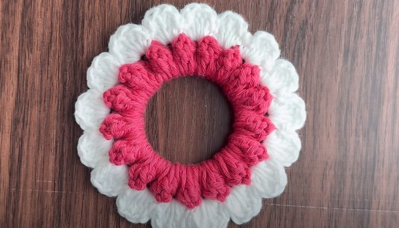 Easy Crochet Popcorn Stitch Flower Scrunchies