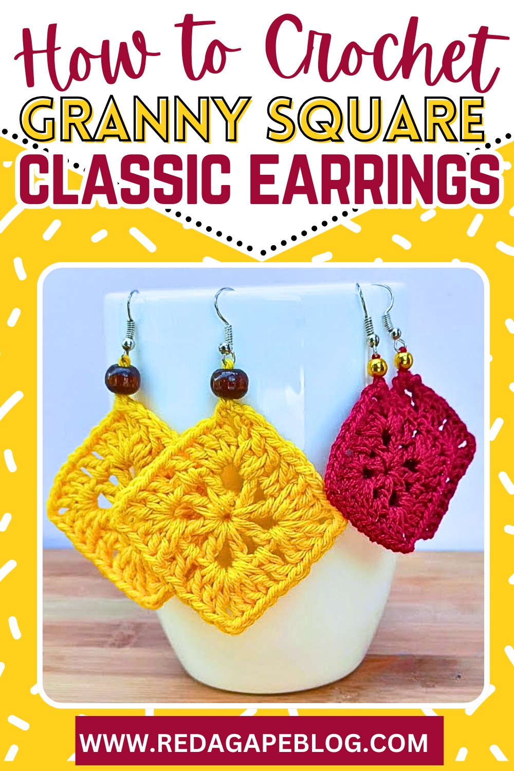 Filet Granny Square Crochet Earrings