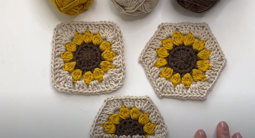 Simple Sunflower Granny Square And Hexagon