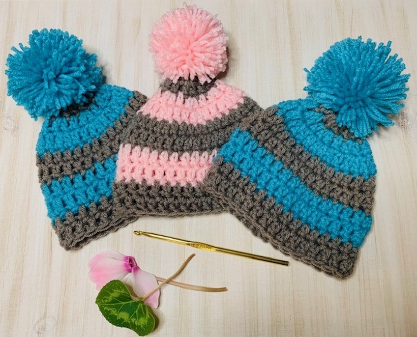 Crochet Baby Hat With Pom Pom Pattern
