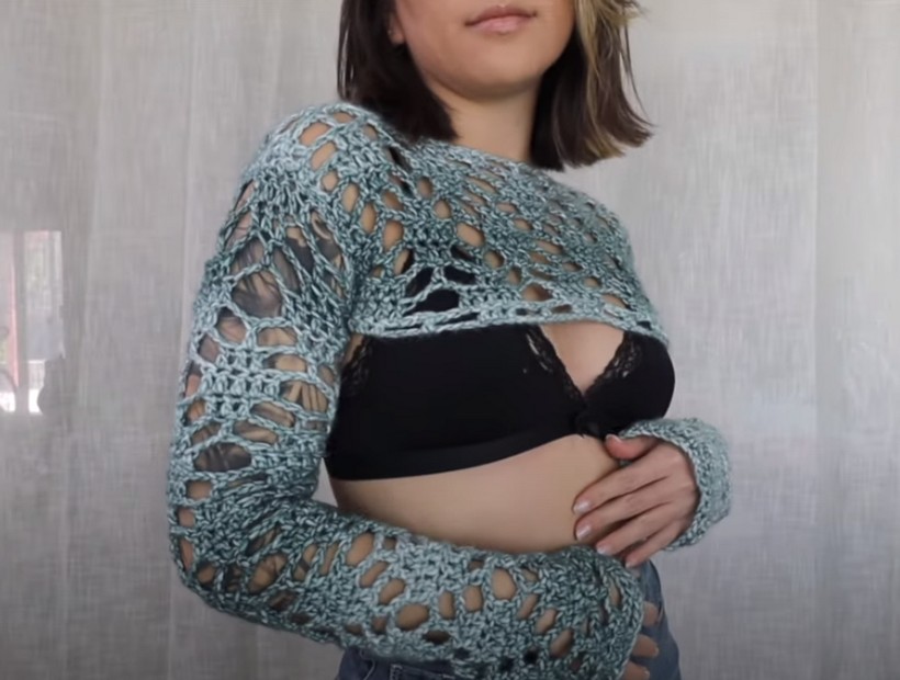 Crochet Lace Sleeves Shrug Bolero