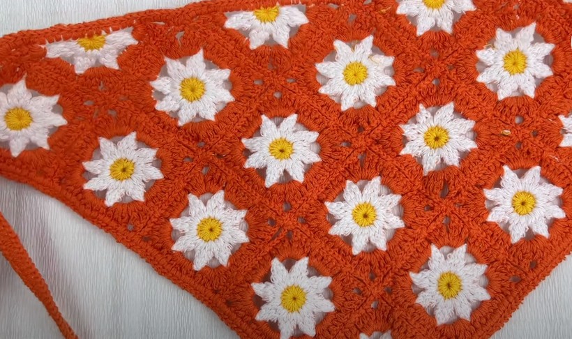 Crochet Trendy Bandana From Flower Granny Squares