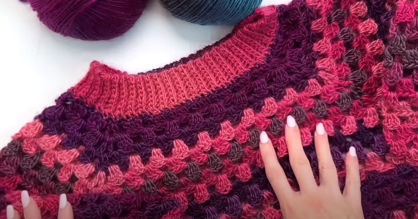 Easy Crochet Granny Stitch Pullover