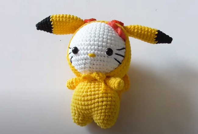 Hello Kitty In Pikachu Outfit Amigurumi 