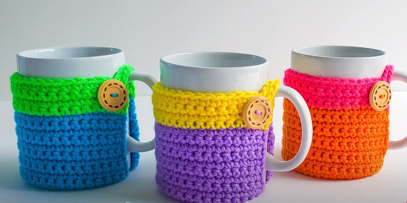 How To Crochet A Mug Cozy With Attached Bottom Coaster
