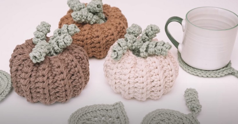 How To Crochet Pumpkin Fall Décor With Leaf Coasters