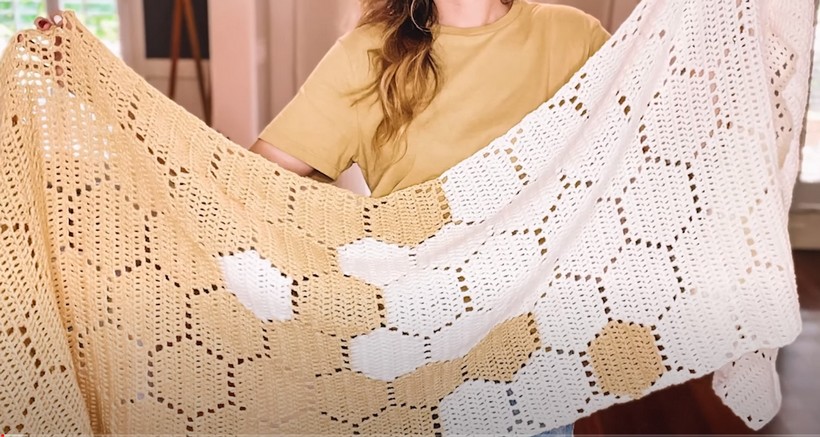 Modern Honeycomb Crochet Shawl