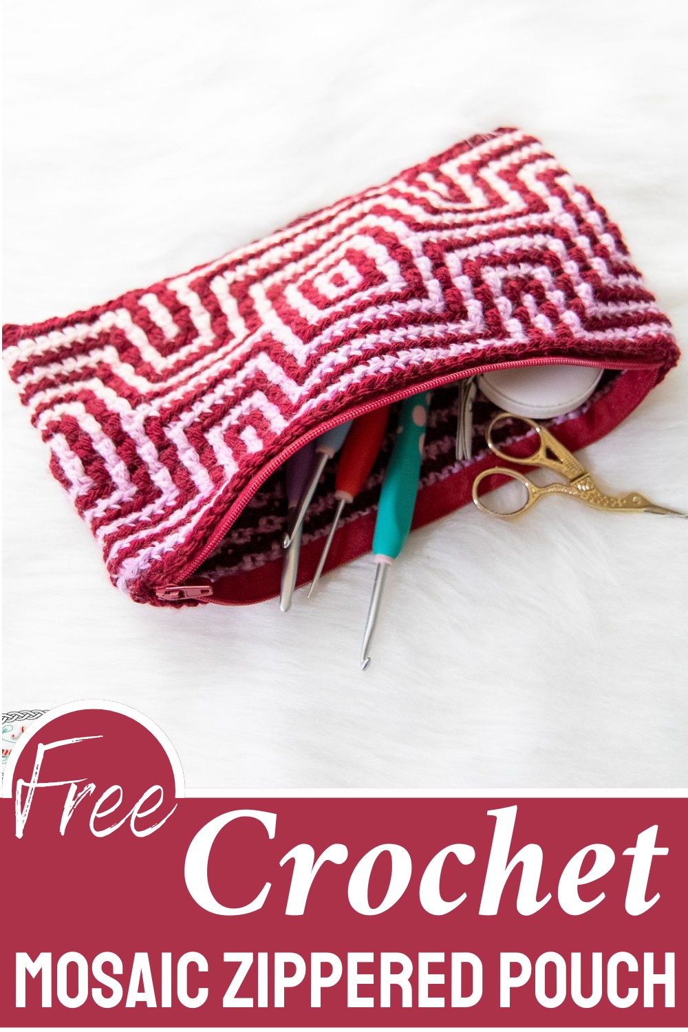 Mosaic Crochet Zippered Pouch