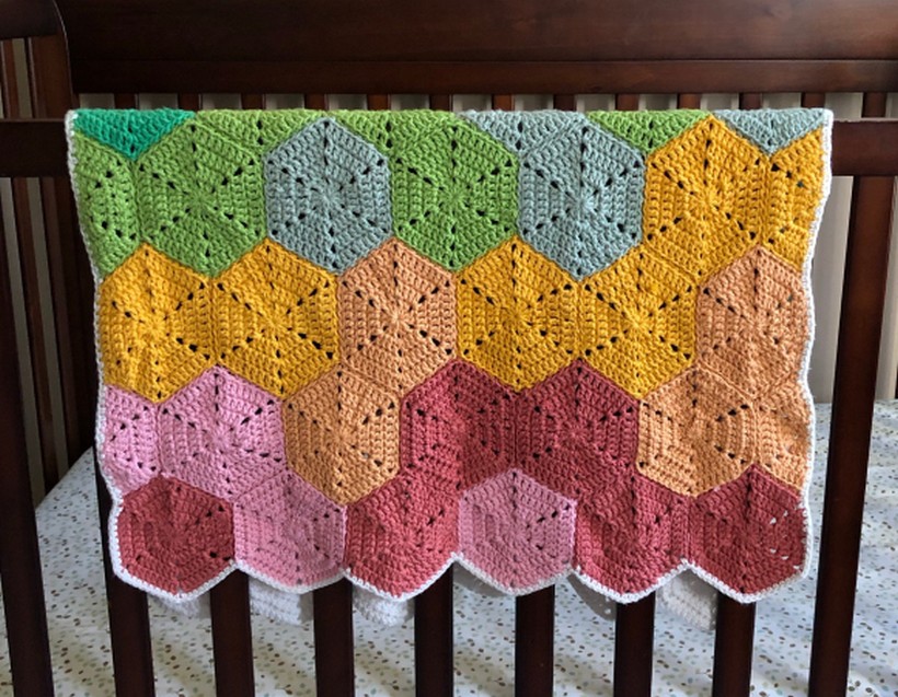 Rainbow Fade Hexagon Blanket