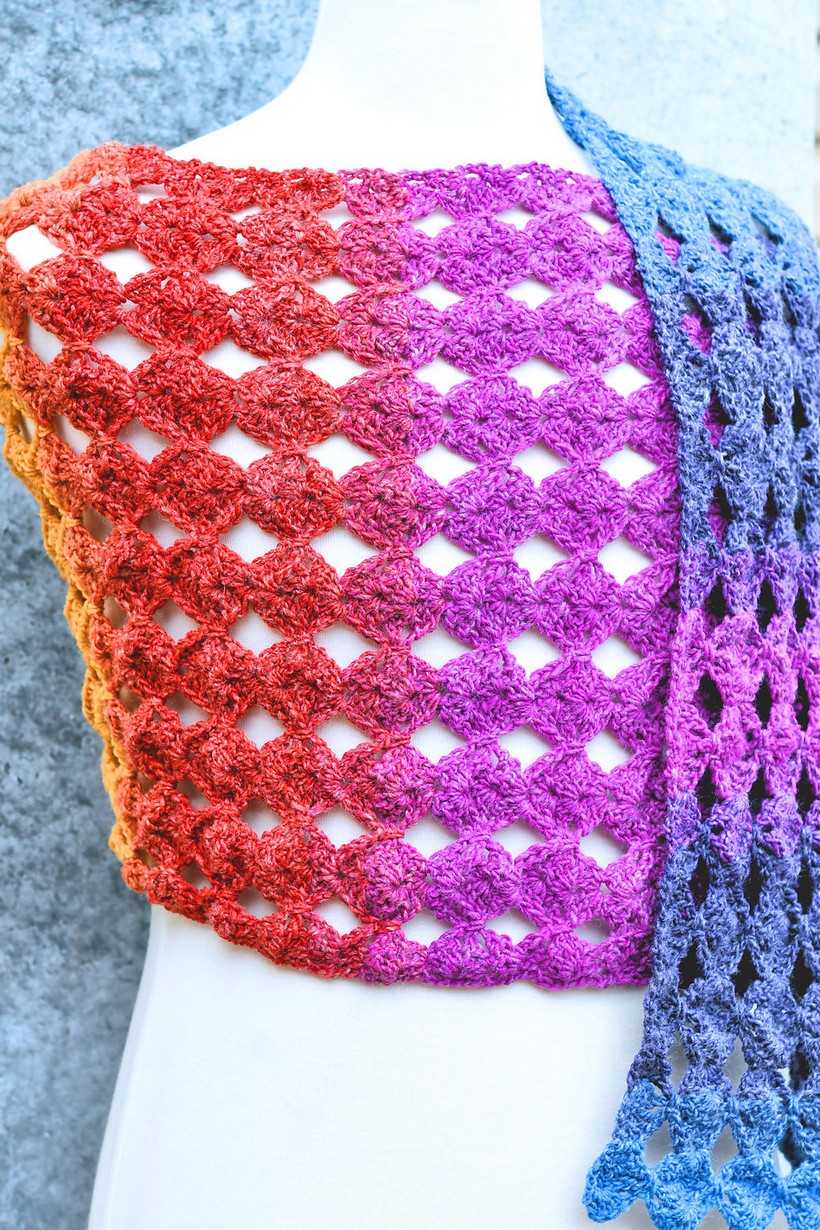 Rainbow Gumballs Shawl