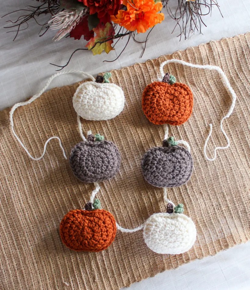 Rustic Crochet Pumpkin Garland