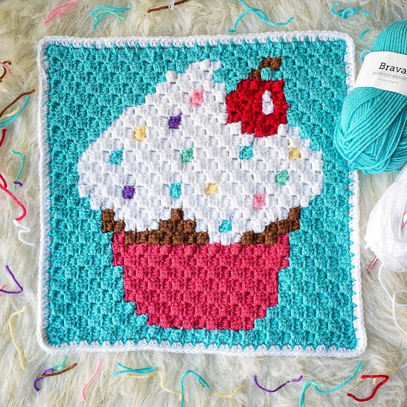 Sprinkled Cupcake C2c Square