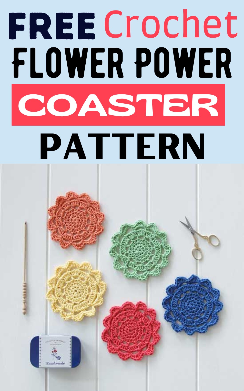 Crochet Flower Power Coaster Pattern